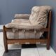Brazillian 2 seat sofa in suede and Jatoba wood