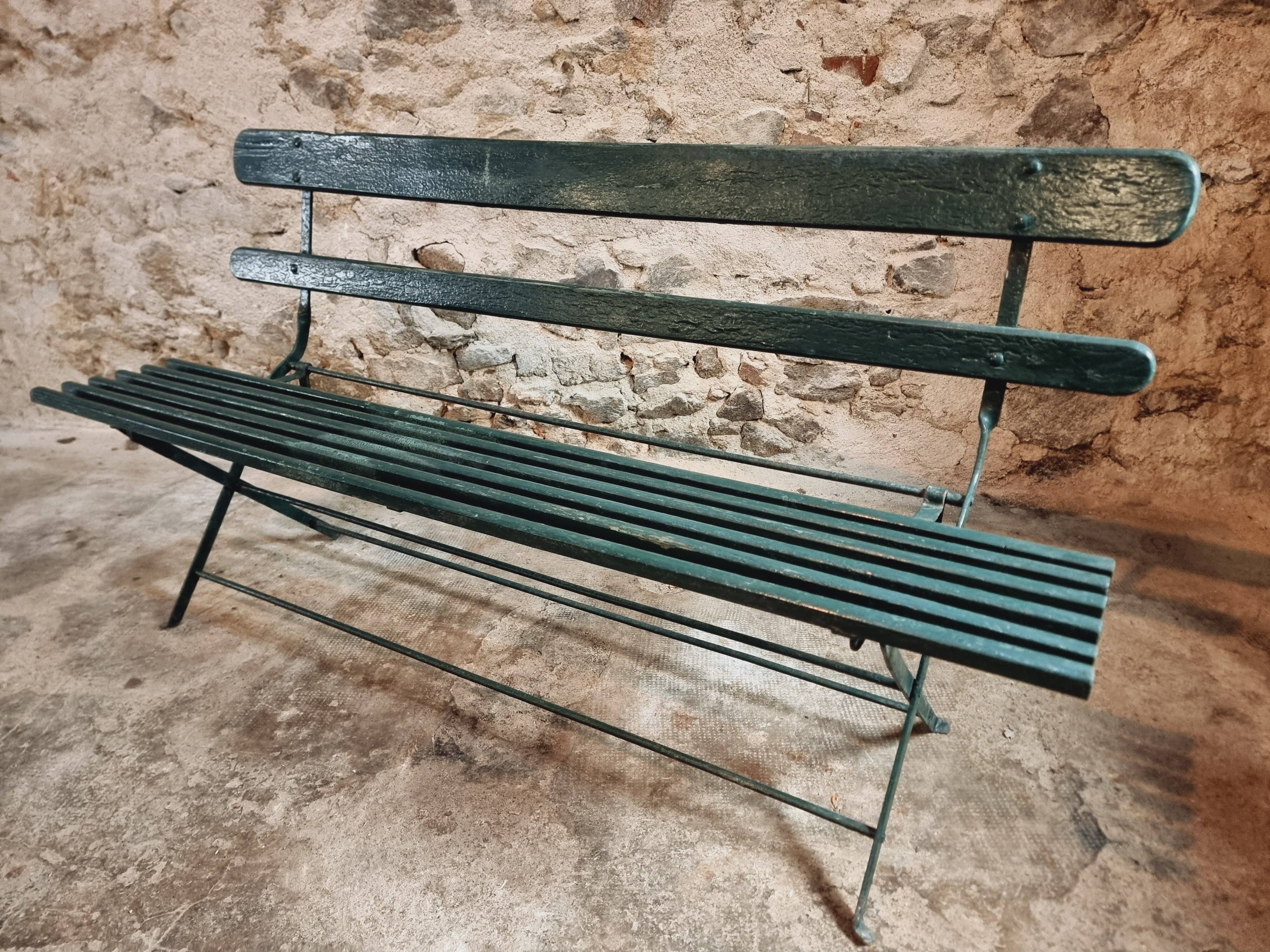 Antique folding garden bench – France – 1930s