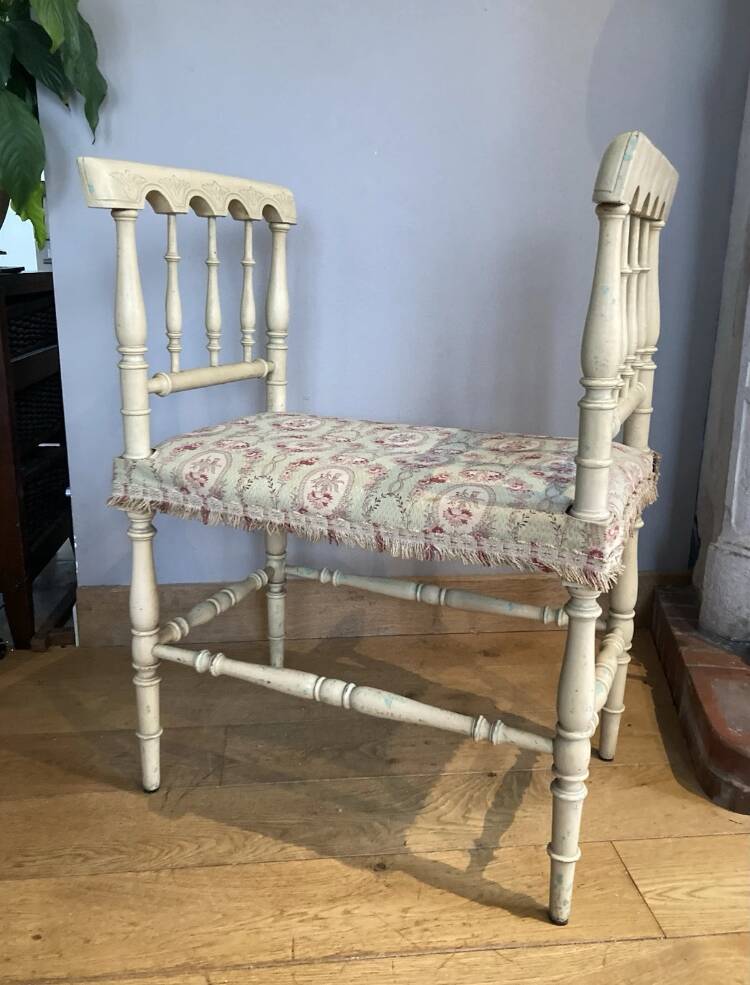 Straw-seated bench, late 19th/early 20th century (formerly a piano bench)