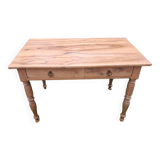 Table bureau ancienne de style Louis Philippe en merisier avec 2 tiroirs