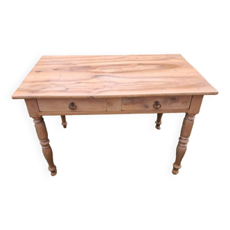 Table bureau ancienne de style Louis Philippe en merisier avec 2 tiroirs