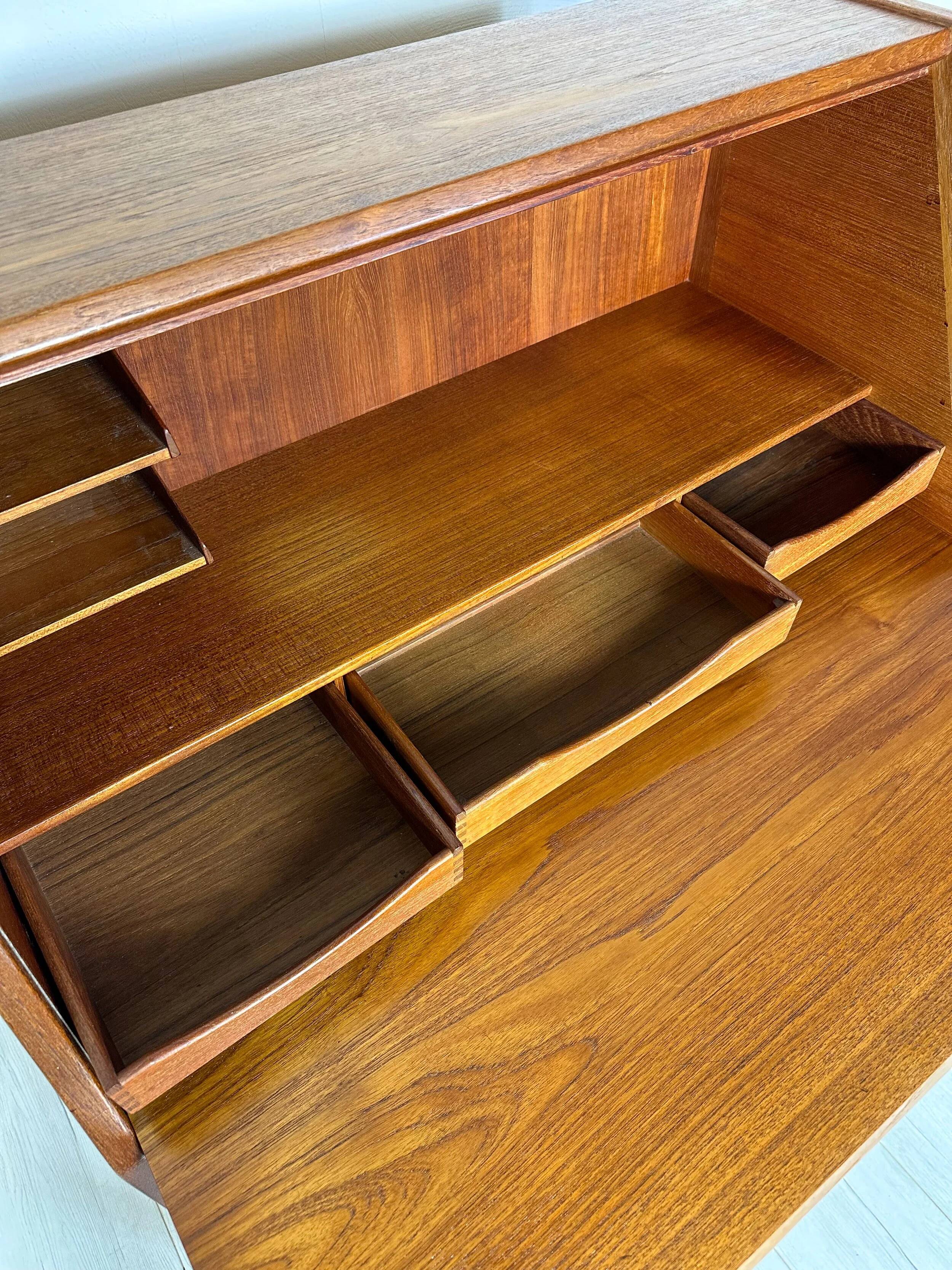 1960s Vintage Danish teak secretary by Kai Kristiansen for HNJ Møbler