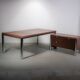 No. 3055D table desk and No. 3076 credenza extension from the Pfister Executive Office Collection for KnollStudio, circa 1988