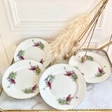 4 plates Iron Earth with gold-edged flowers