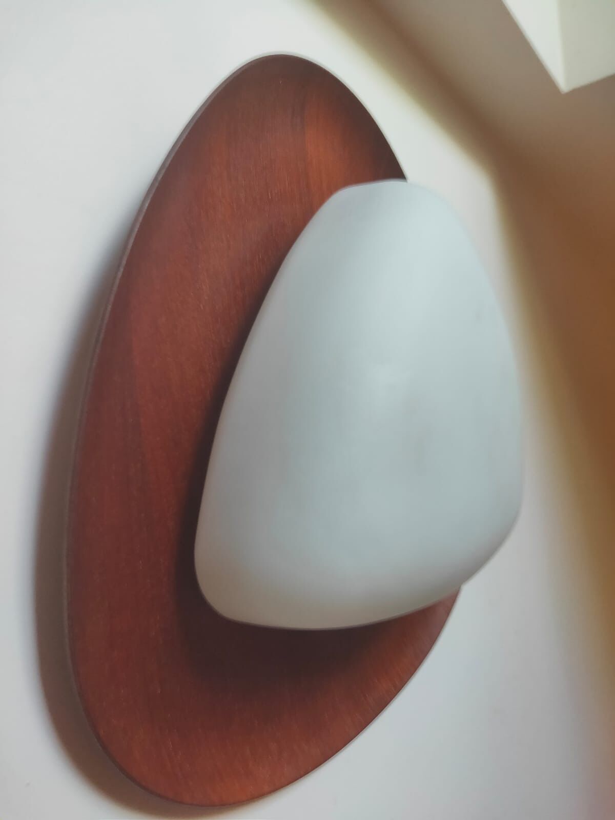 Scandinavian ceiling light in teak and glass