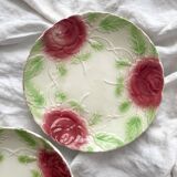 2 old slip plates decorated with roses