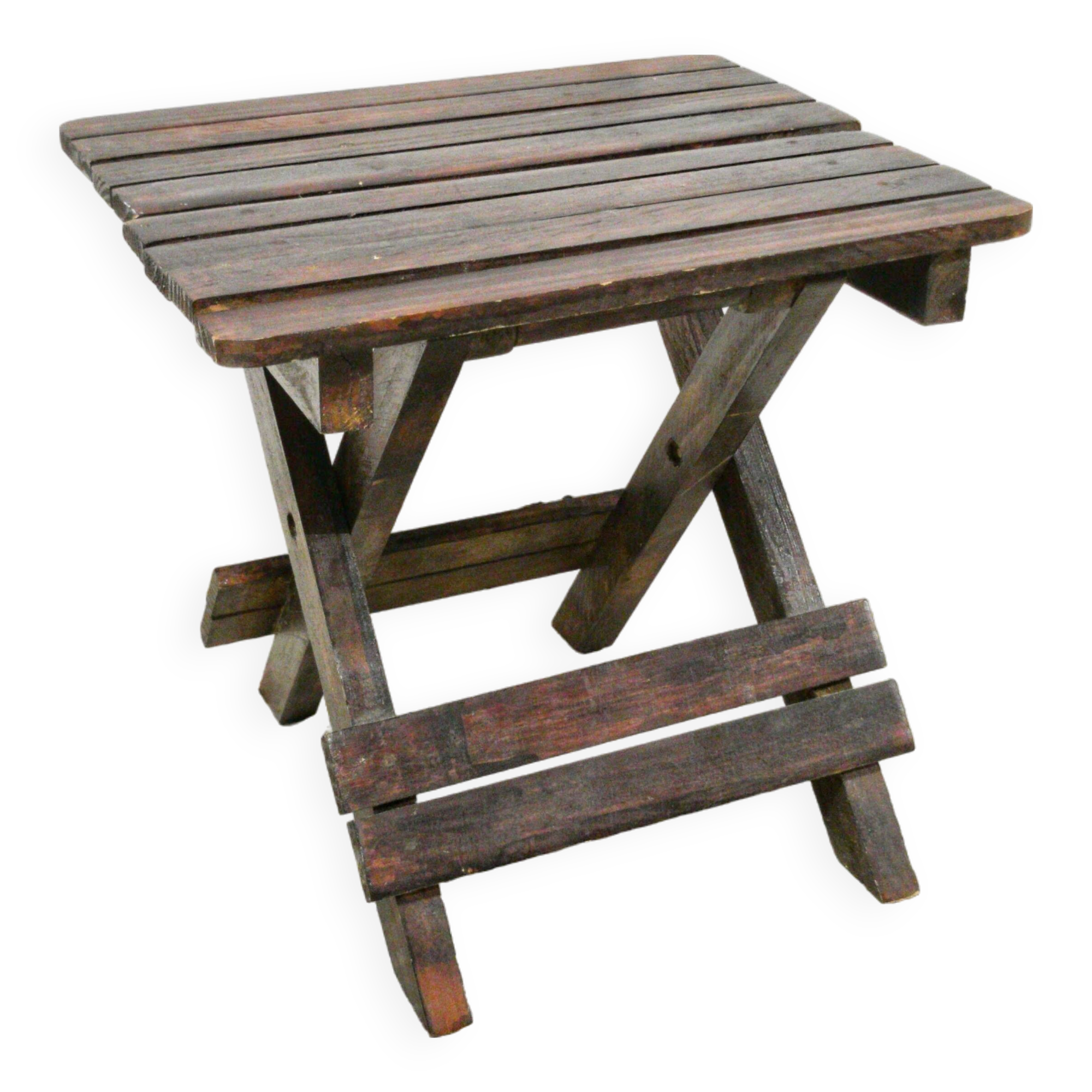 Folding wooden stool
