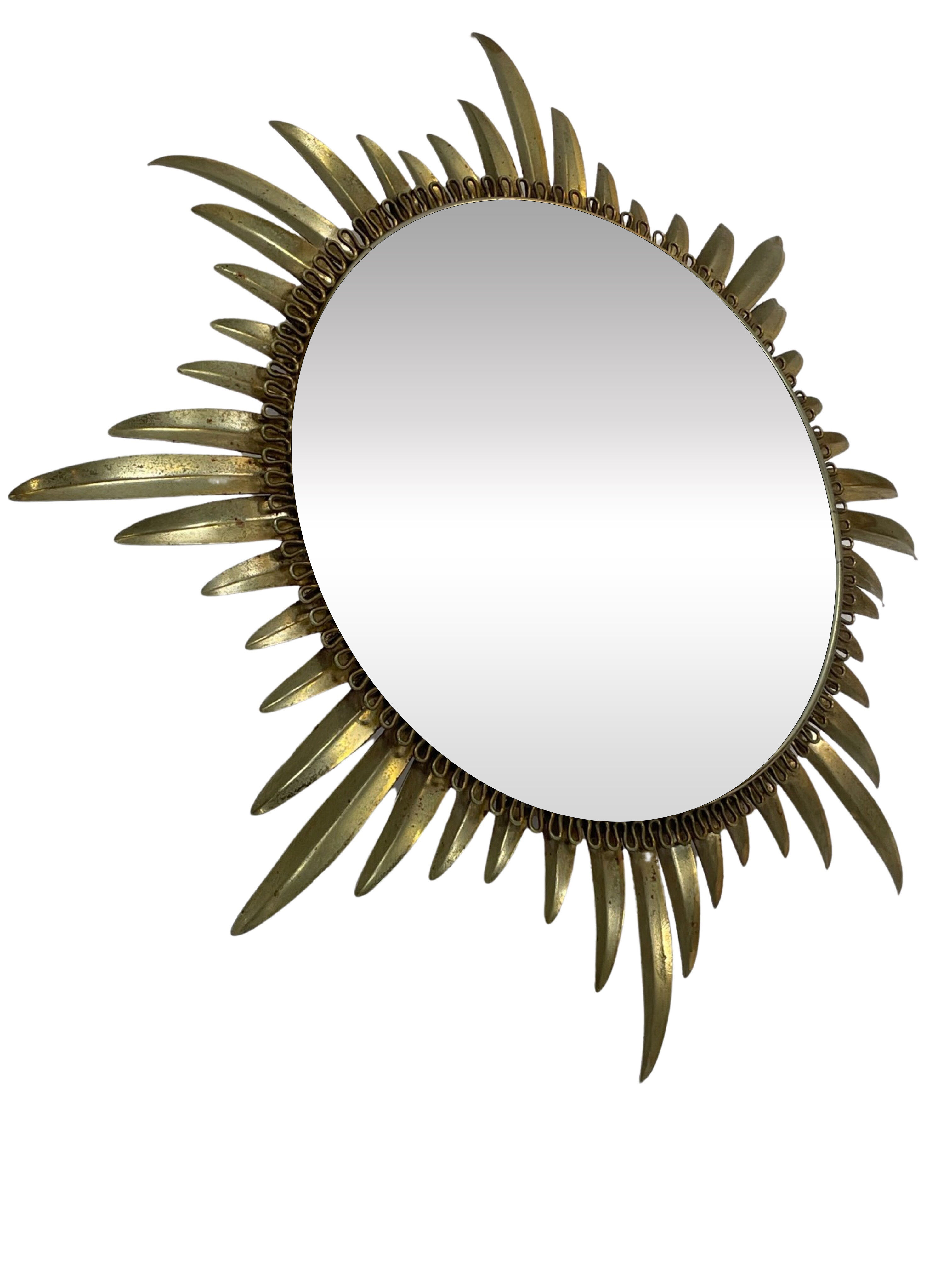 Vintage brass sunburst mirror 1960s