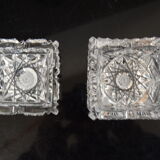Pair of ashtrays, cut crystal glass, bohemia in the 1960's