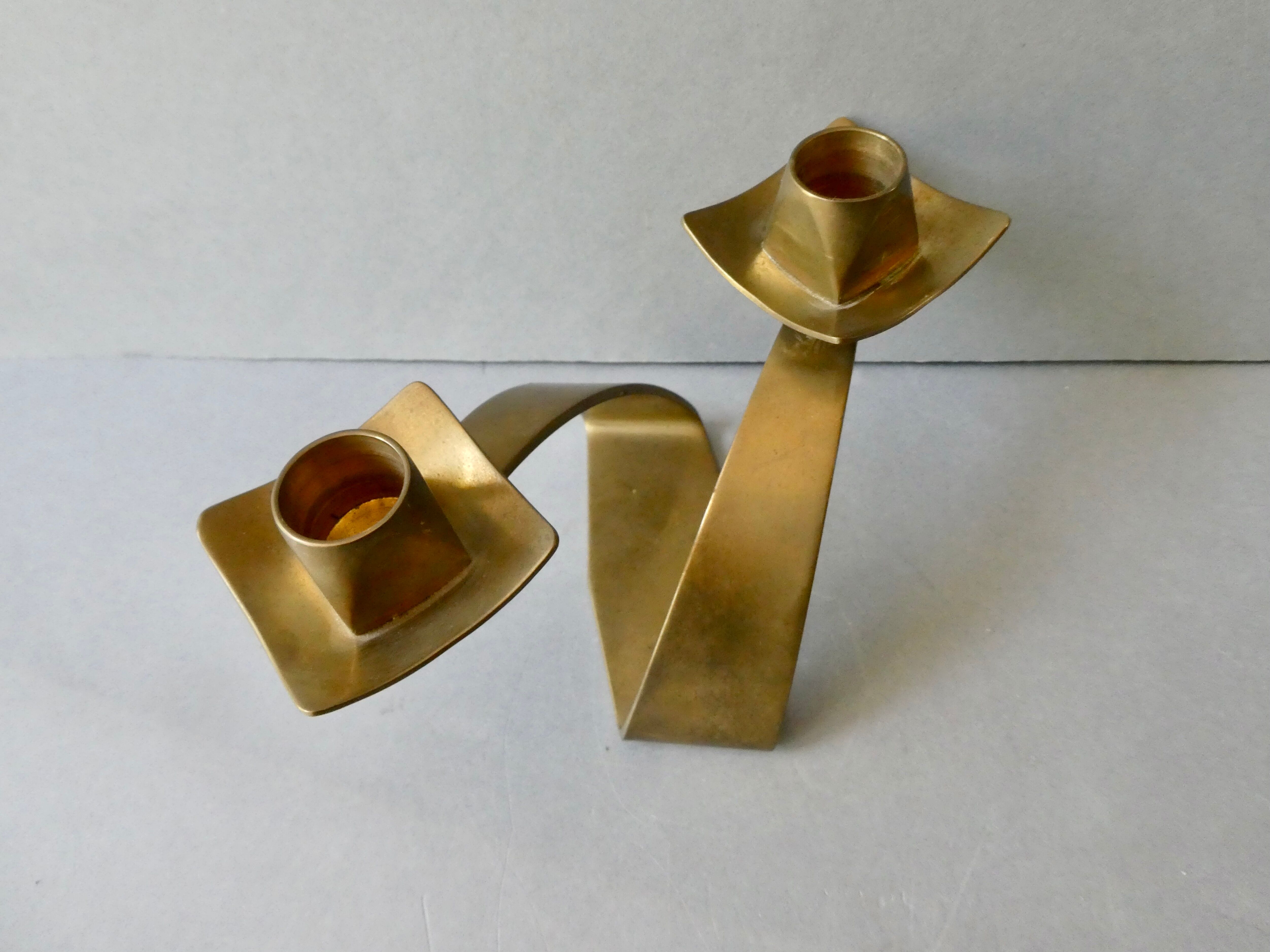 Double brass candle holder