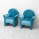 Paire de fauteuils en velours bleu vintage des années 1970 modernisme