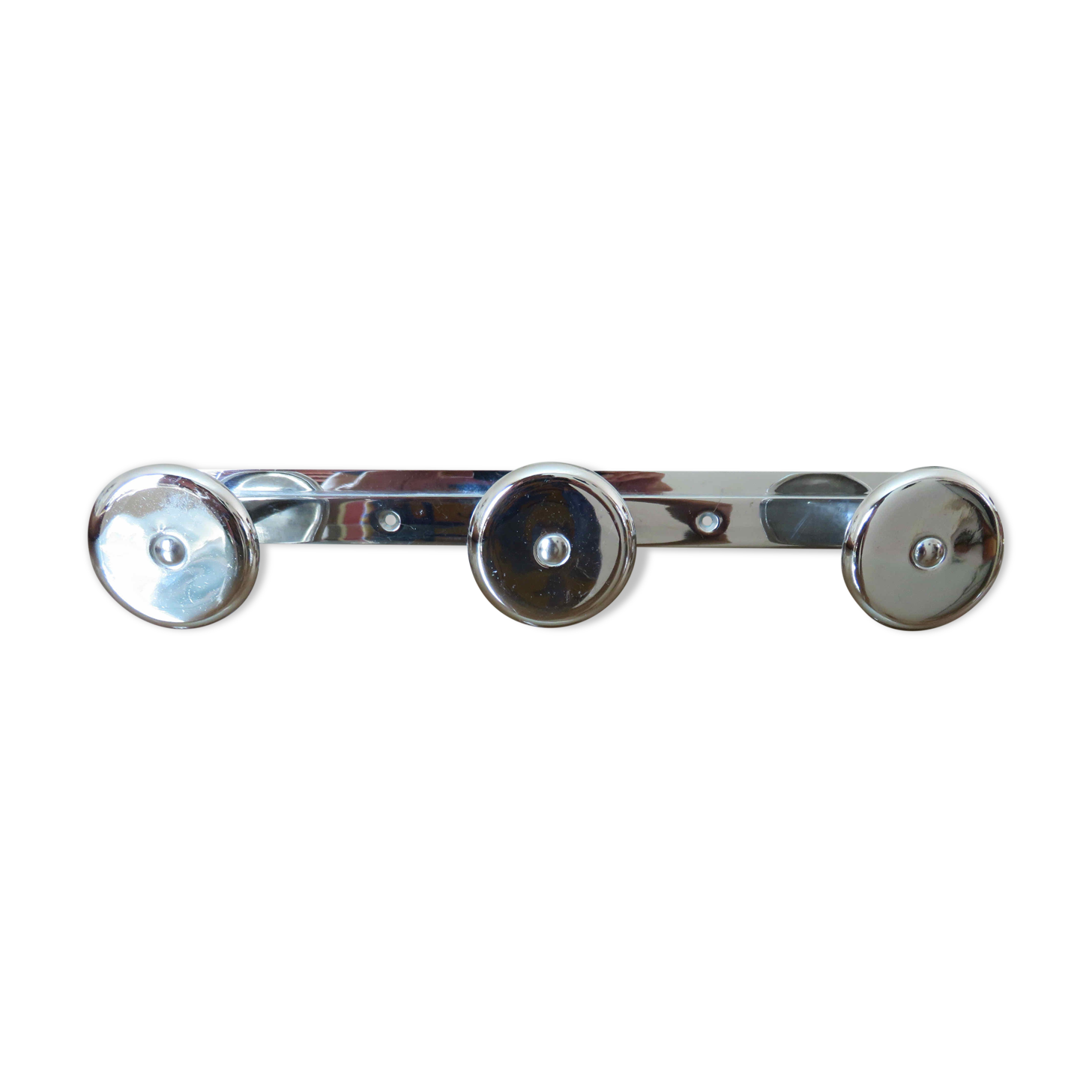 Coat rack in nickel-plated brass, 3 hooks art deco years 40 50