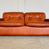 Canapé 2 places vintage danois en cuir cognac du milieu du siècle par Sigurd Resell