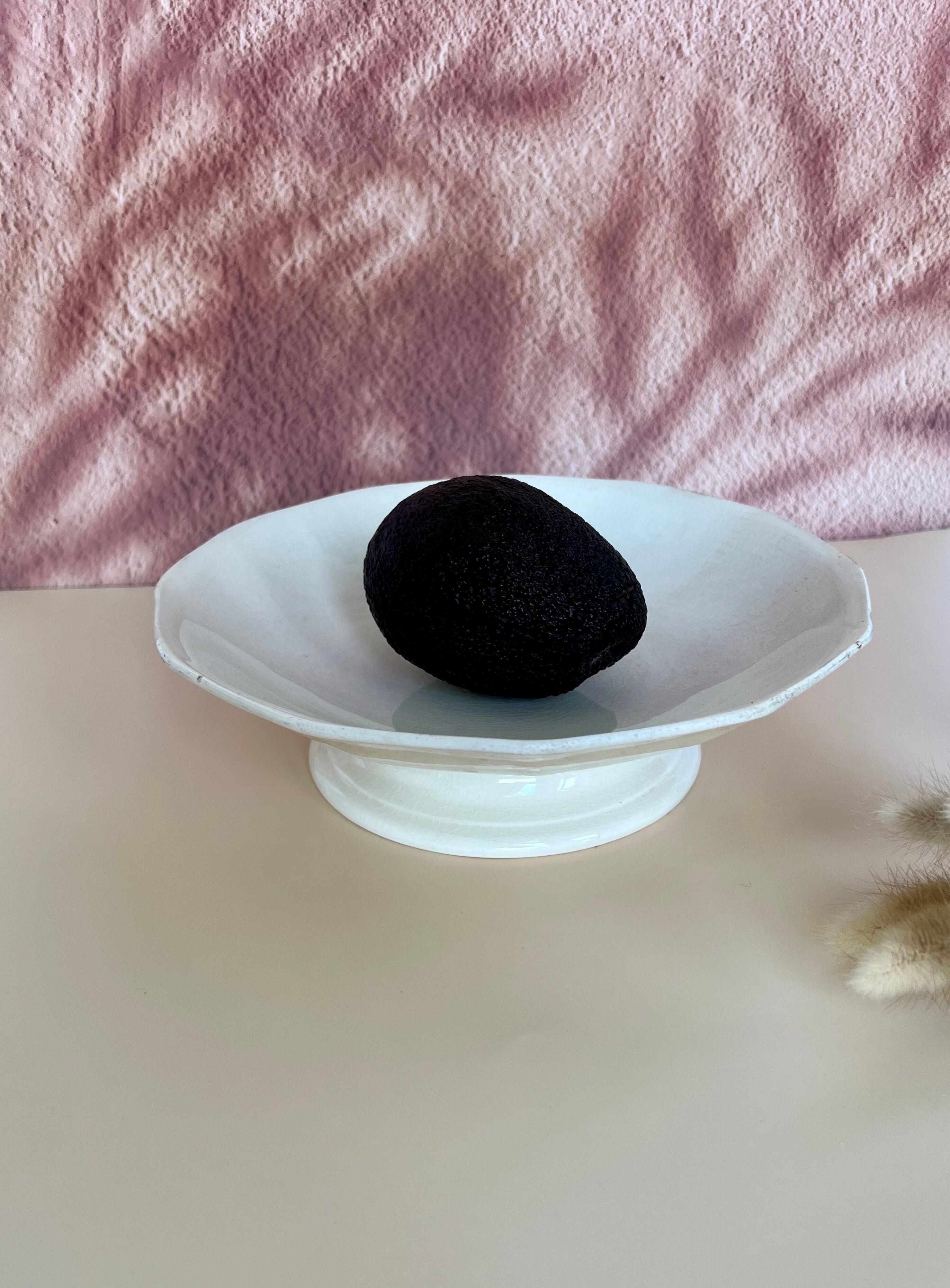 Compotier low Terre de Fer Sarreguemines solid cream color