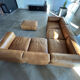 Modular corner sofa + pouf/ottoman in cognac Buffalo leather