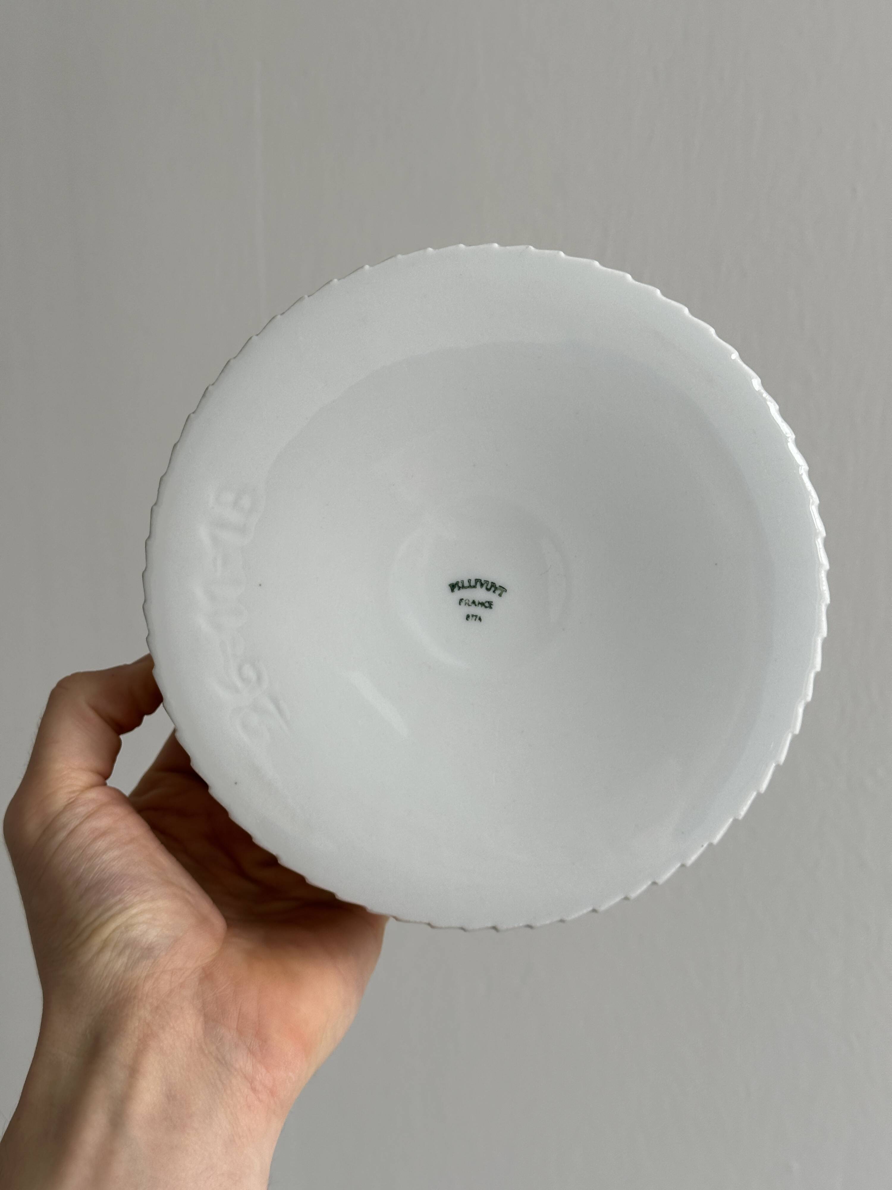 White hollow dish in Pillivuyt porcelain