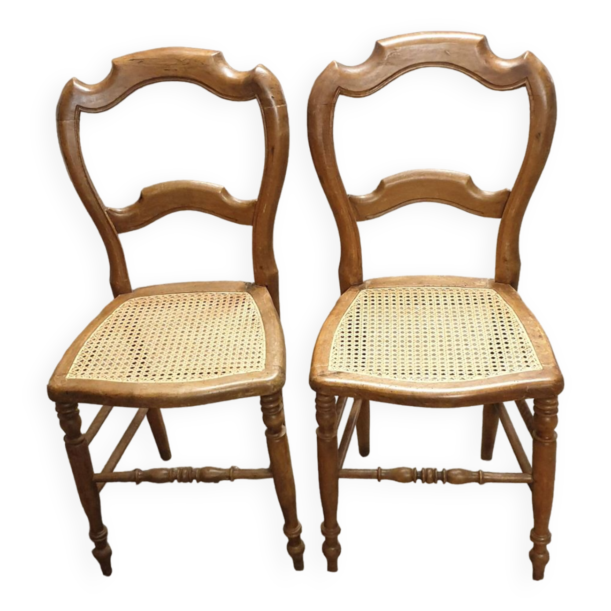 Pair of Louis Philippe walnut/Canage chairs
