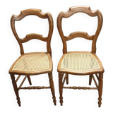 Pair of Louis Philippe walnut/Canage chairs