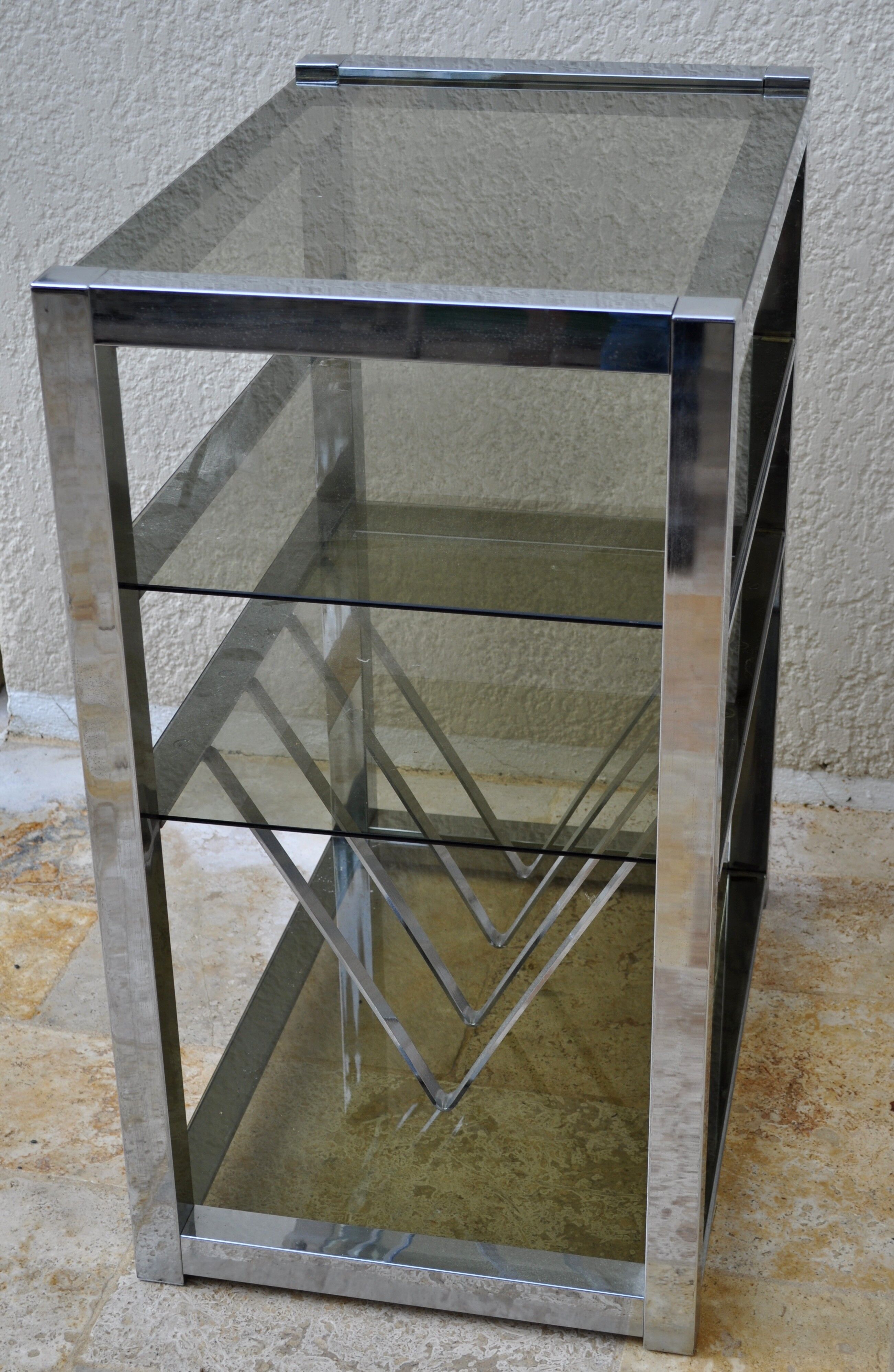 Hi-Fi seventies chrome furniture - smoked glass