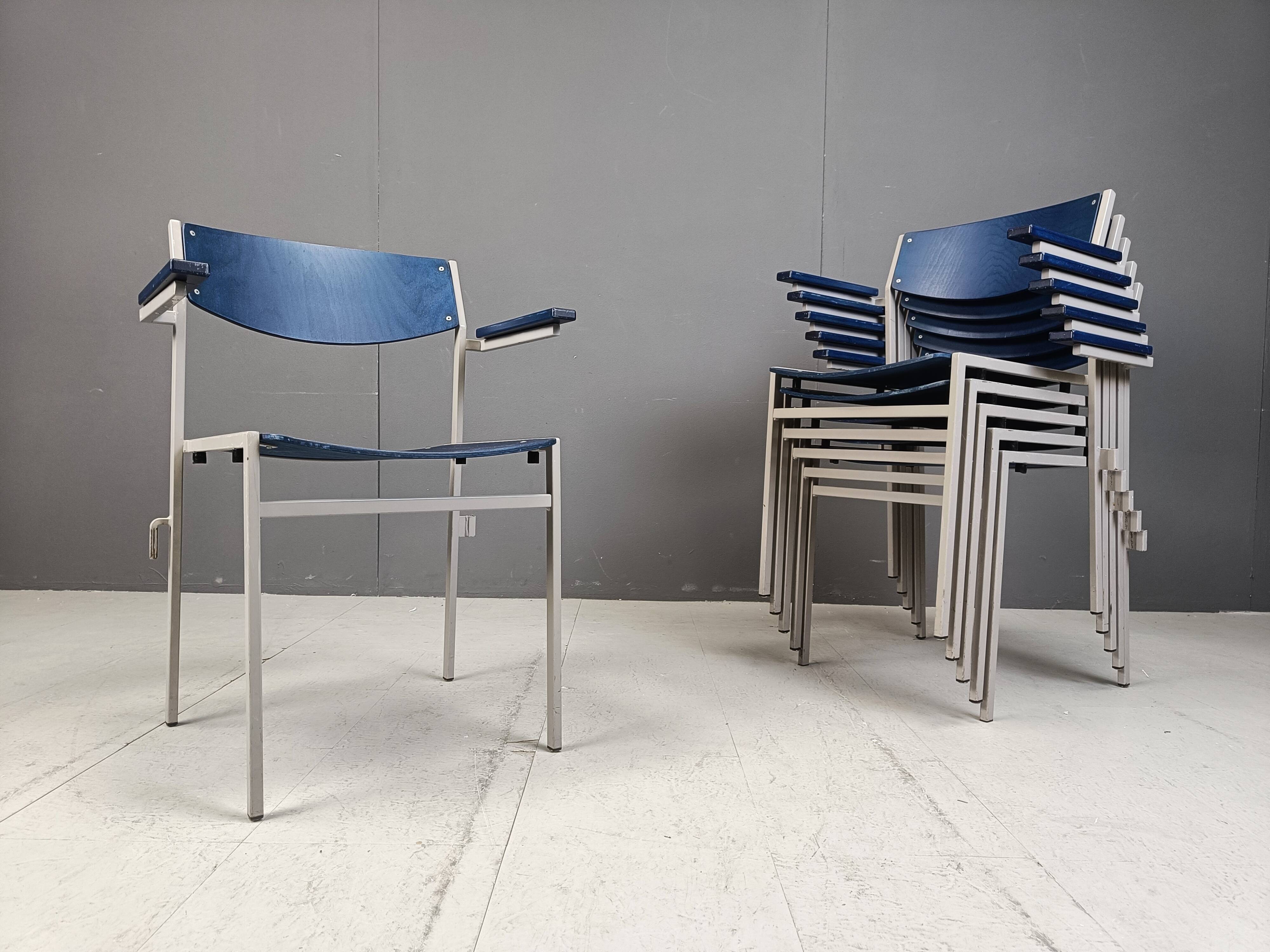 Minimalist Metal and Plywood Stackable Armchairs by Gijs Van Der Sluis