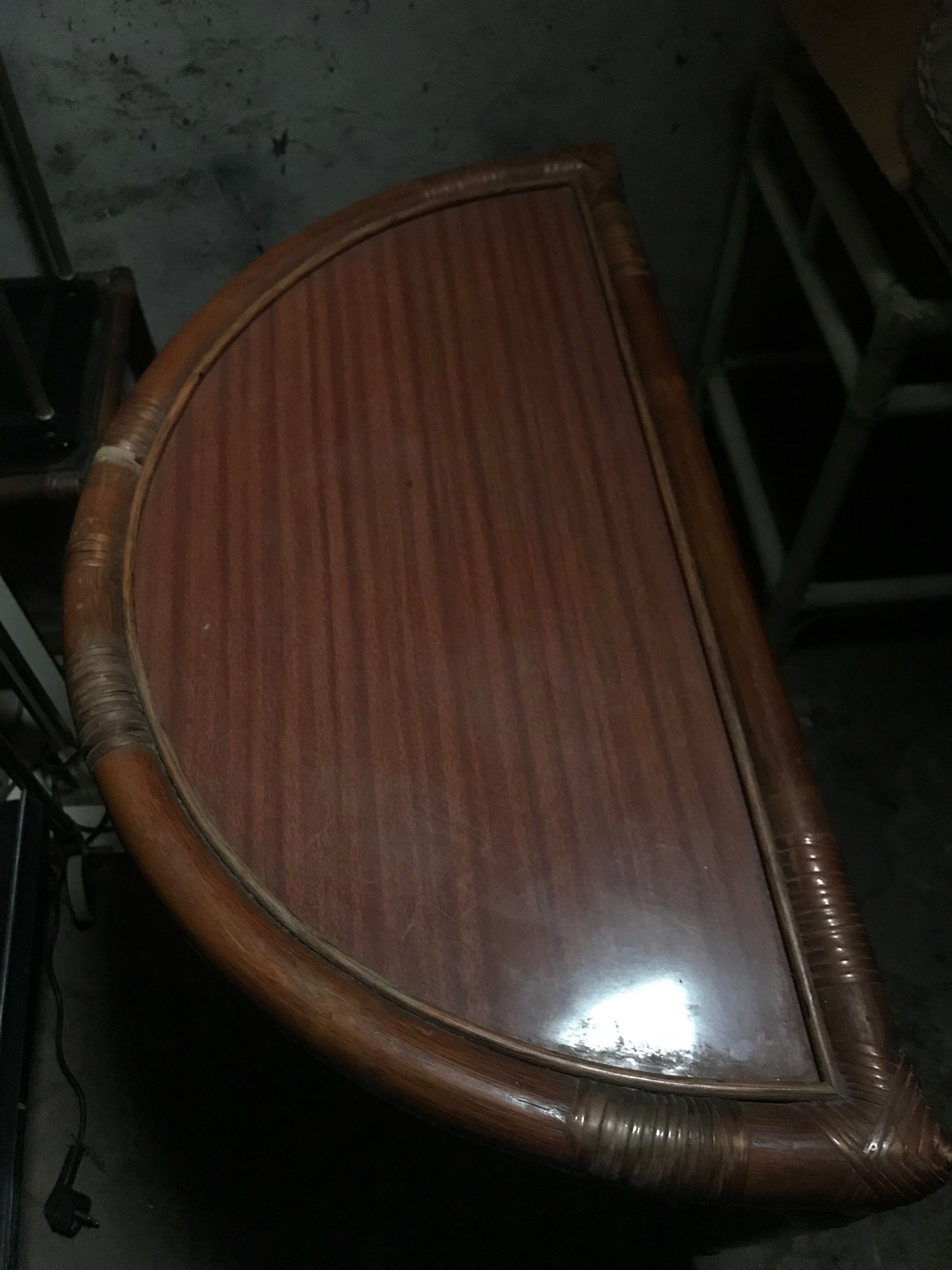 Rounded rattan console