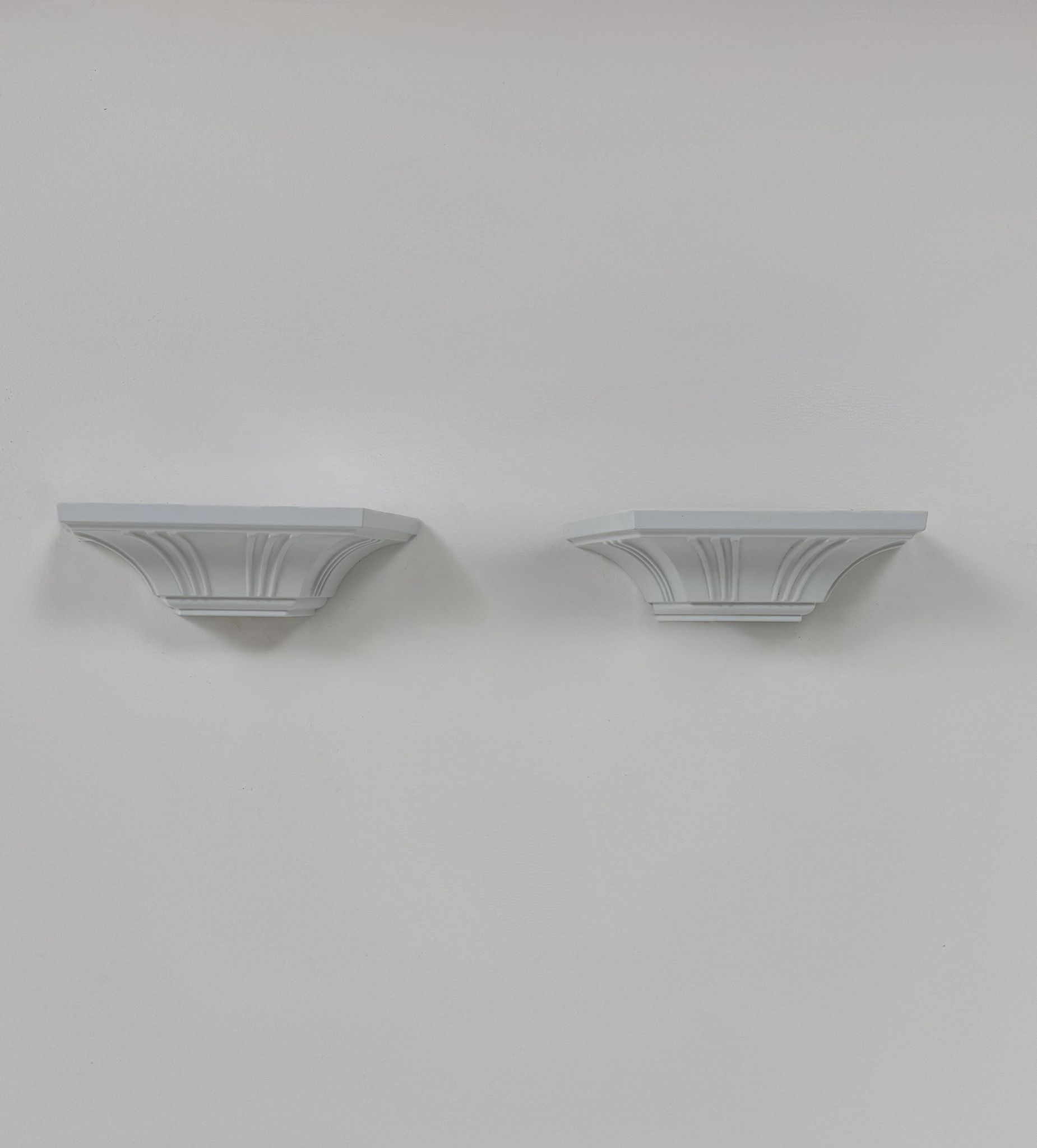 Pair of vintage wall lights, moulded pressed white matte ABS, France, 1980.