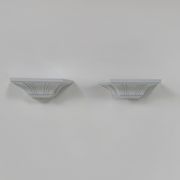 Pair of vintage wall lights, moulded pressed white matte ABS, France, 1980.