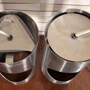 Large pair of Space Age / UFO design lamps in chrome steel – sculpture l