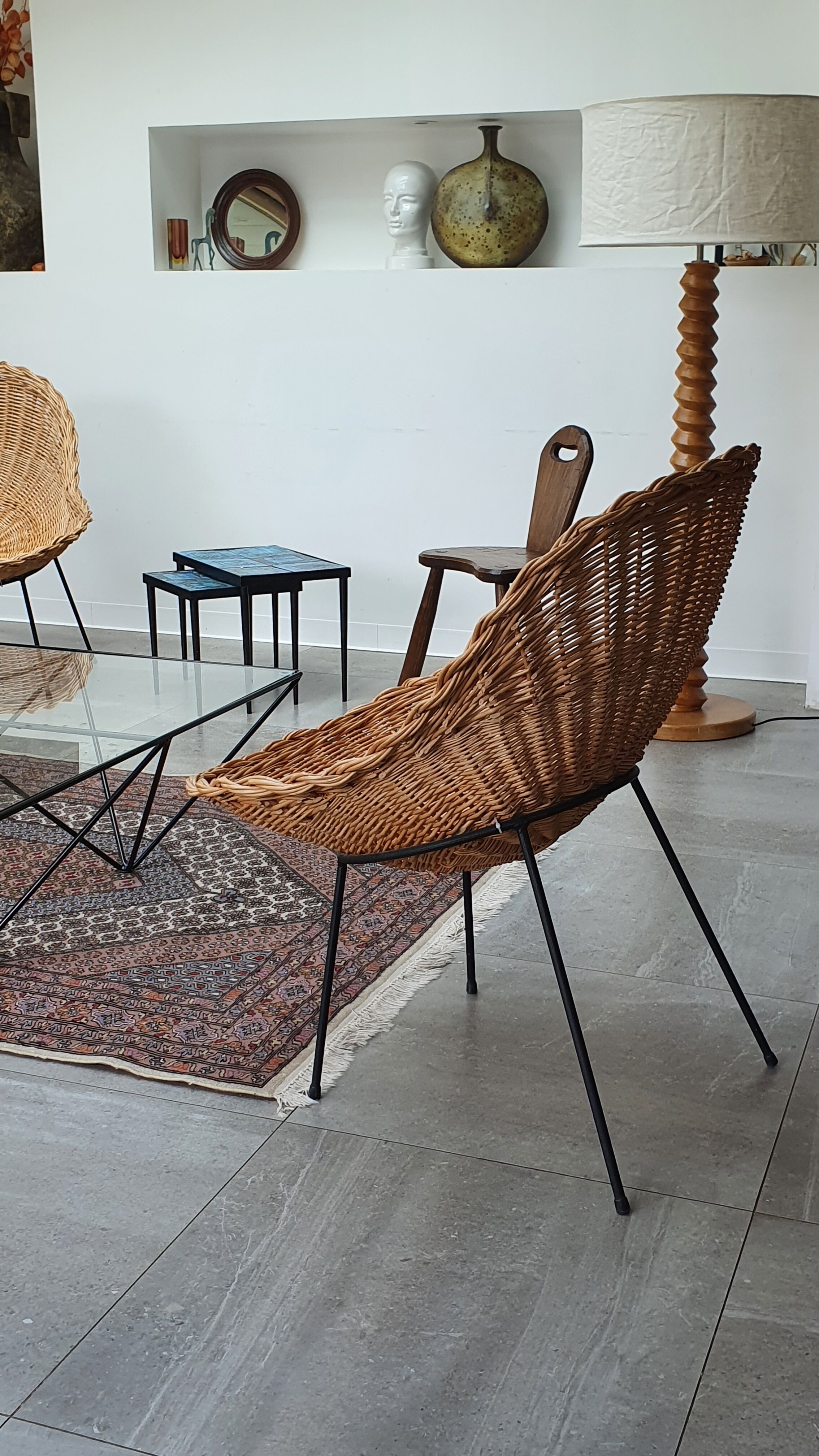 Pair of rattan basket chairs