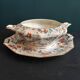 Vintage French serving sauce boat from La Tallec, Limoges, with colourful floral decoration
