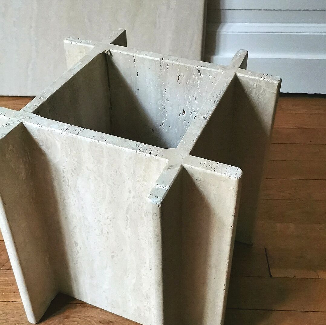 Square travertine coffee table