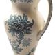 Ancien Grand Broc de Toilette Saint Amand Et Hamage St Anonyme Pivoine Vert