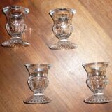 4 molded glass candle holders