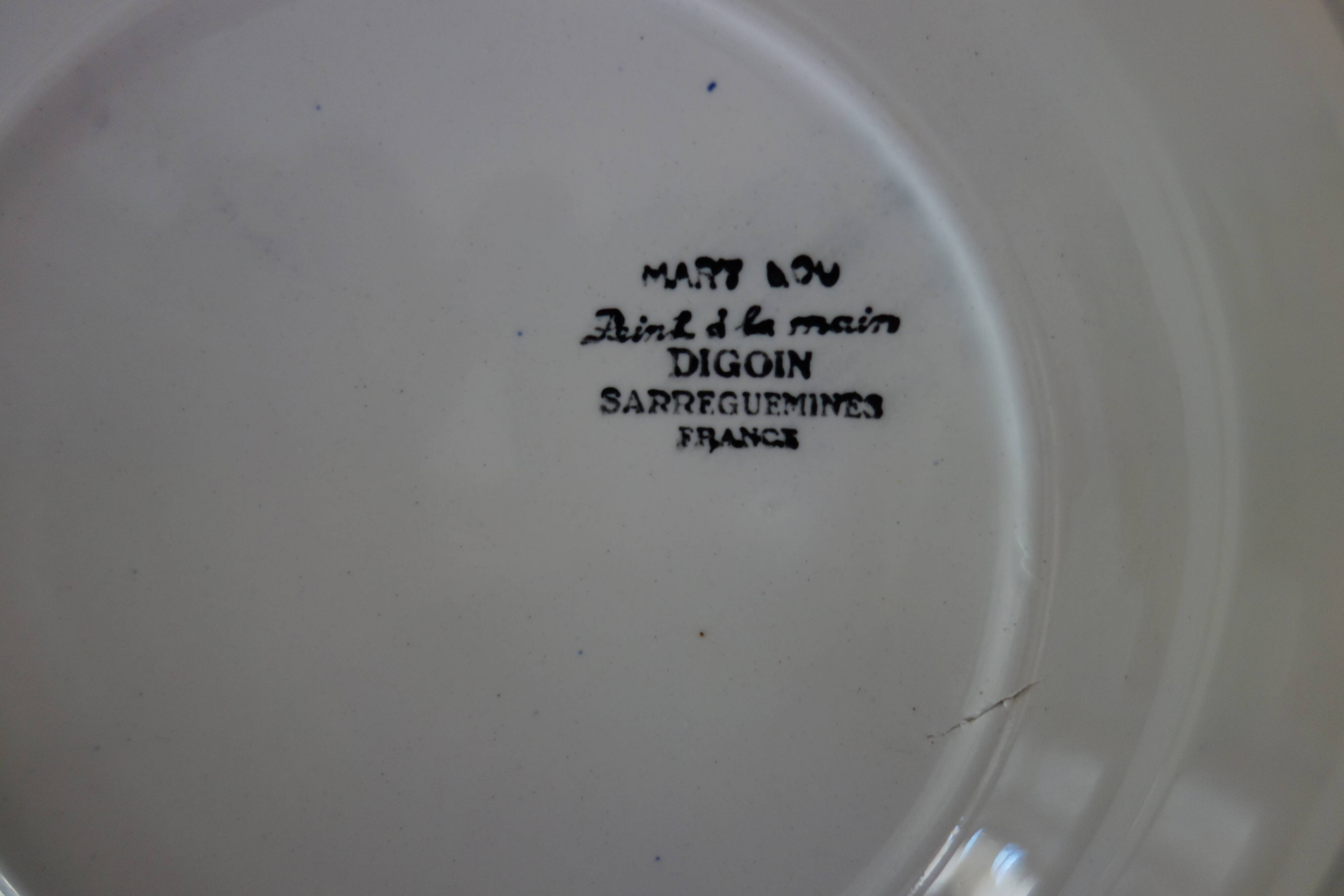 8 vintage soup plates, Mary-Lou model, Digoin Sarreguemines