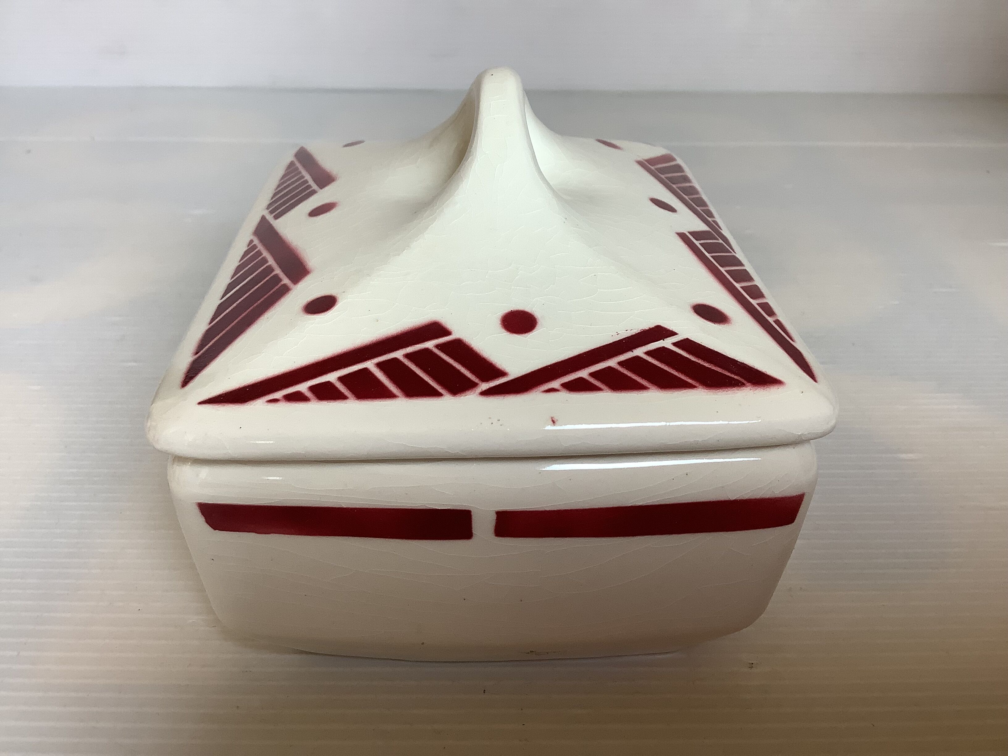 Burgundy geometric patterned catchall tray