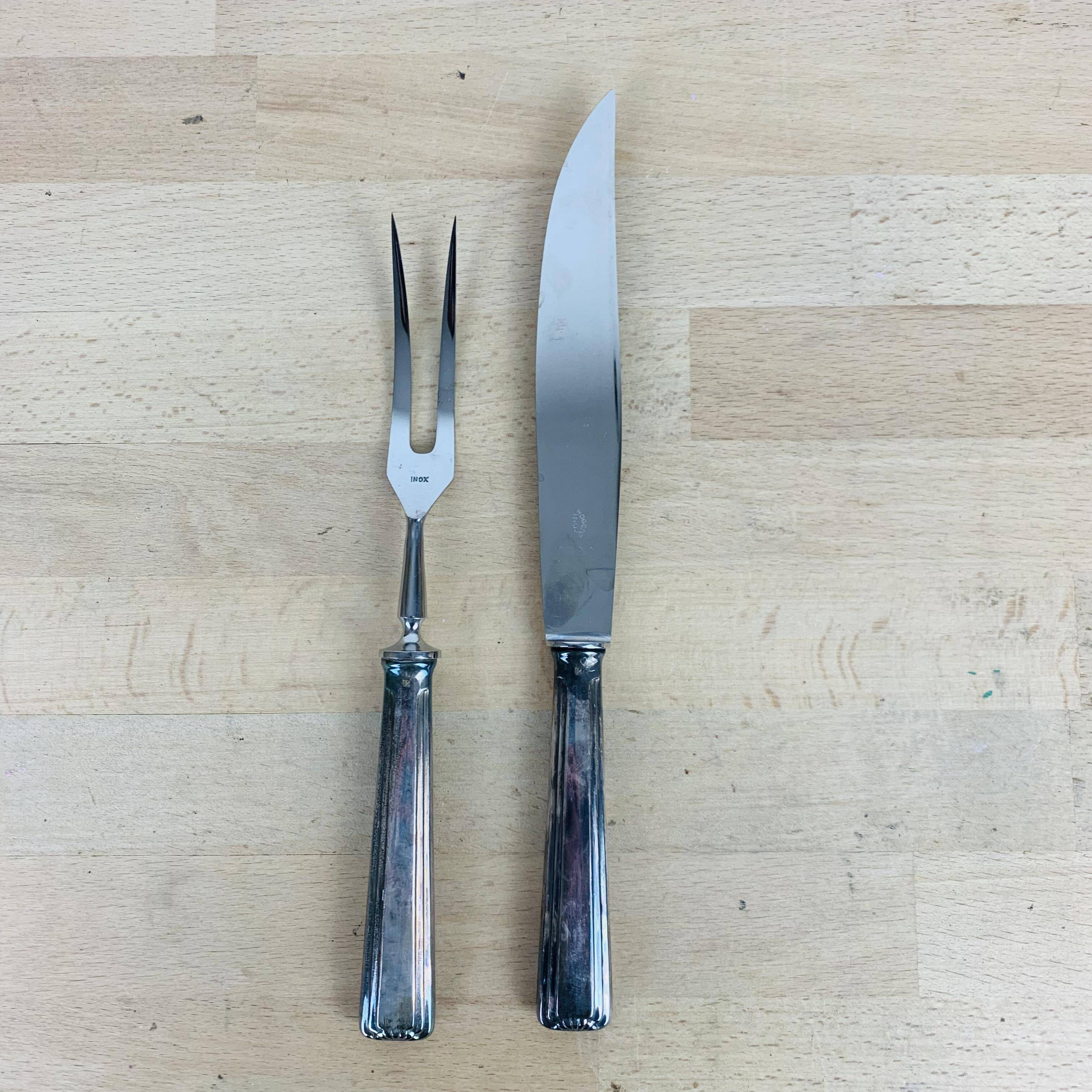 Silver metal serving cutlery