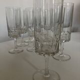 Set of 9 champagne flutes with flat sides in crystal sounding 1960