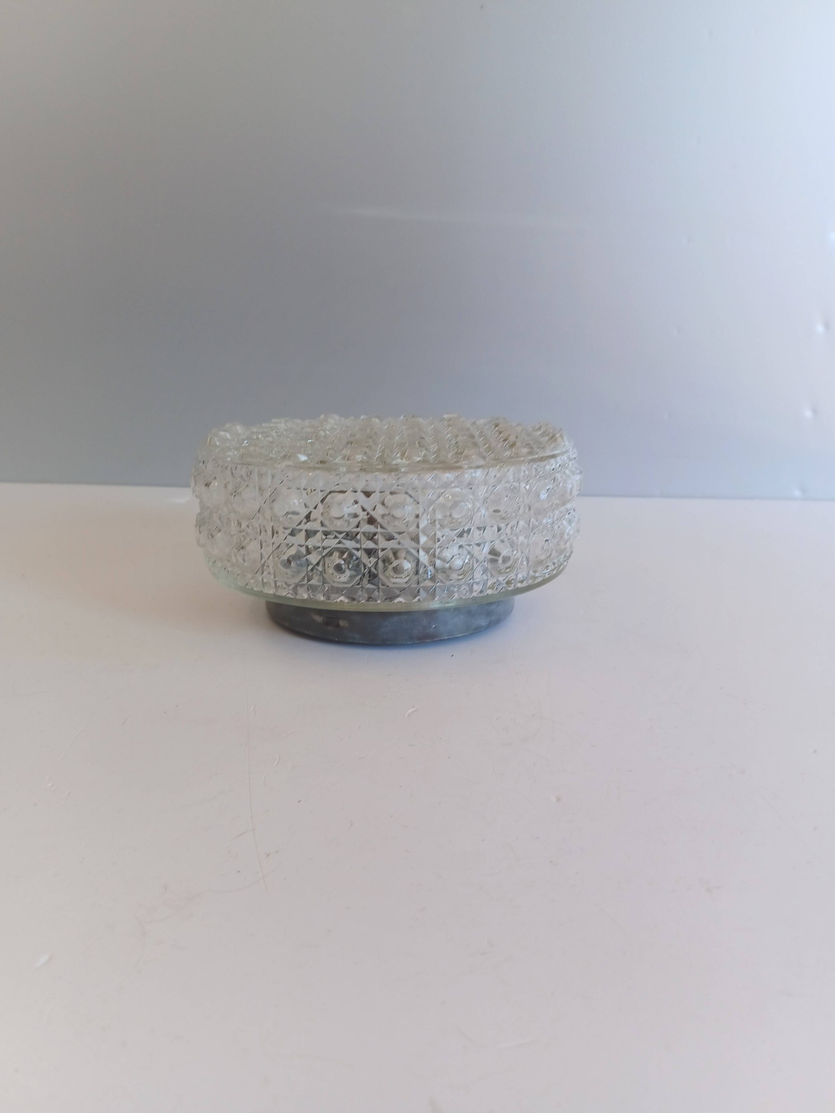 Vintage round ceiling light - Moulded glass - 1960