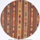 6x6 Orange & Brown Circle Striped Pattern Kilim Area Rug, 183x183Cm