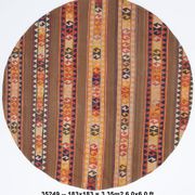 6x6 Orange & Brown Circle Striped Pattern Kilim Area Rug, 183x183Cm