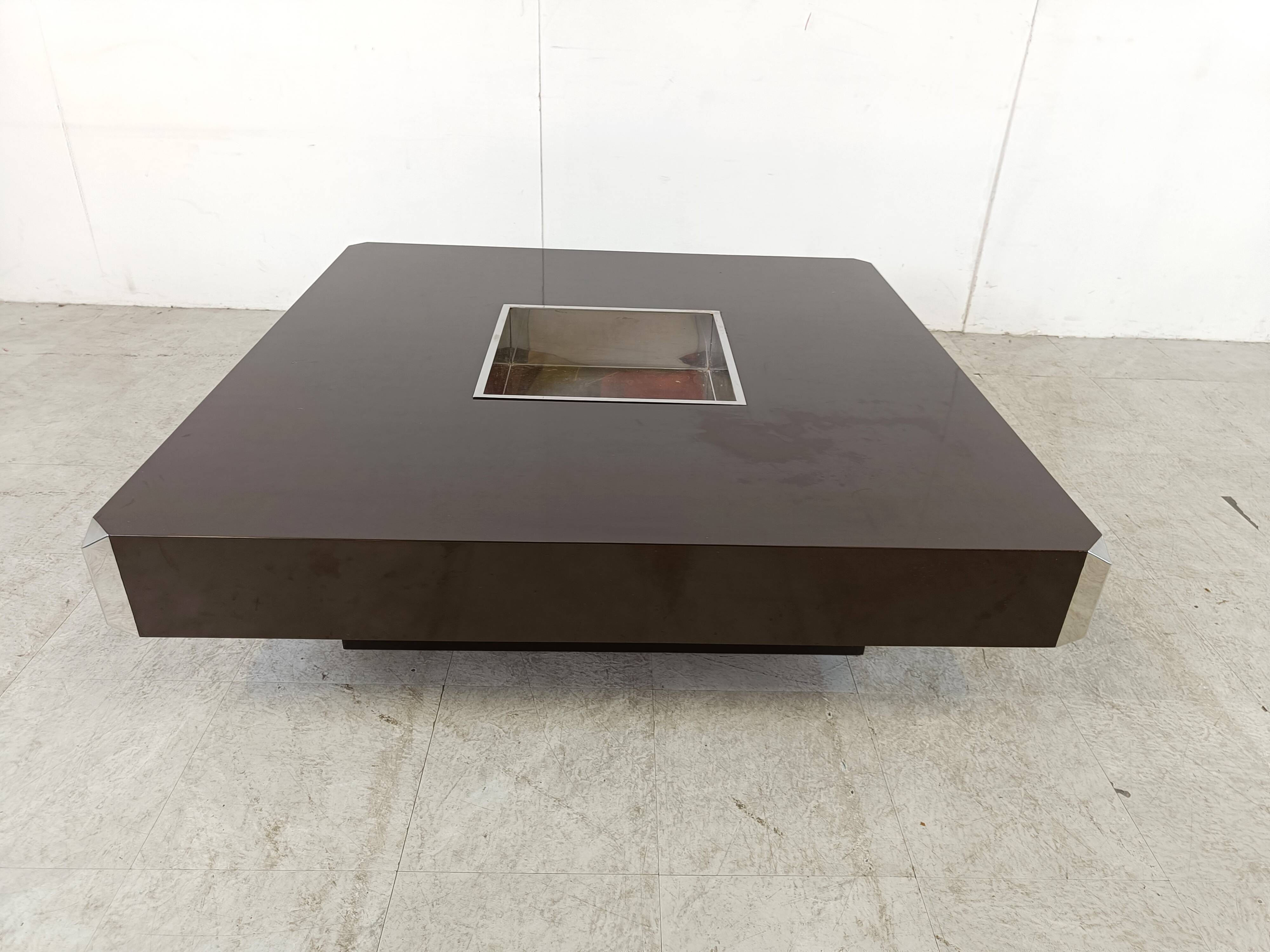 Square Alveo coffee table by Willy Rizzo, 1970s