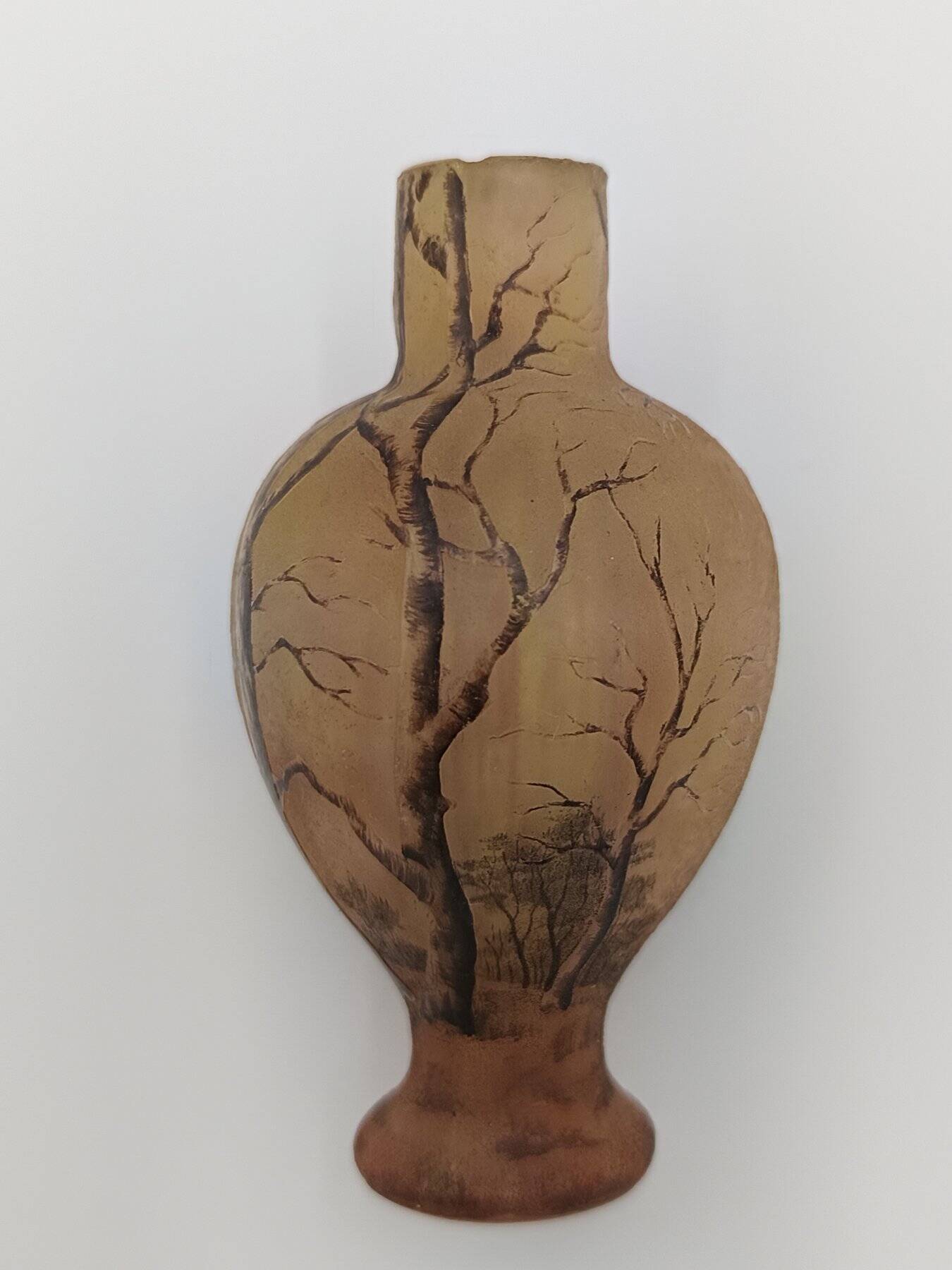 Daum Nancy "Trees in Autumn" - 7cm spray base - Signed glass cameo