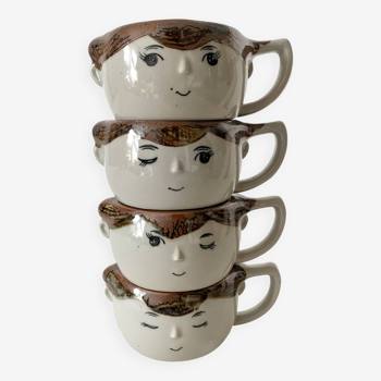 Vintage face mugs