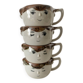 Vintage face mugs