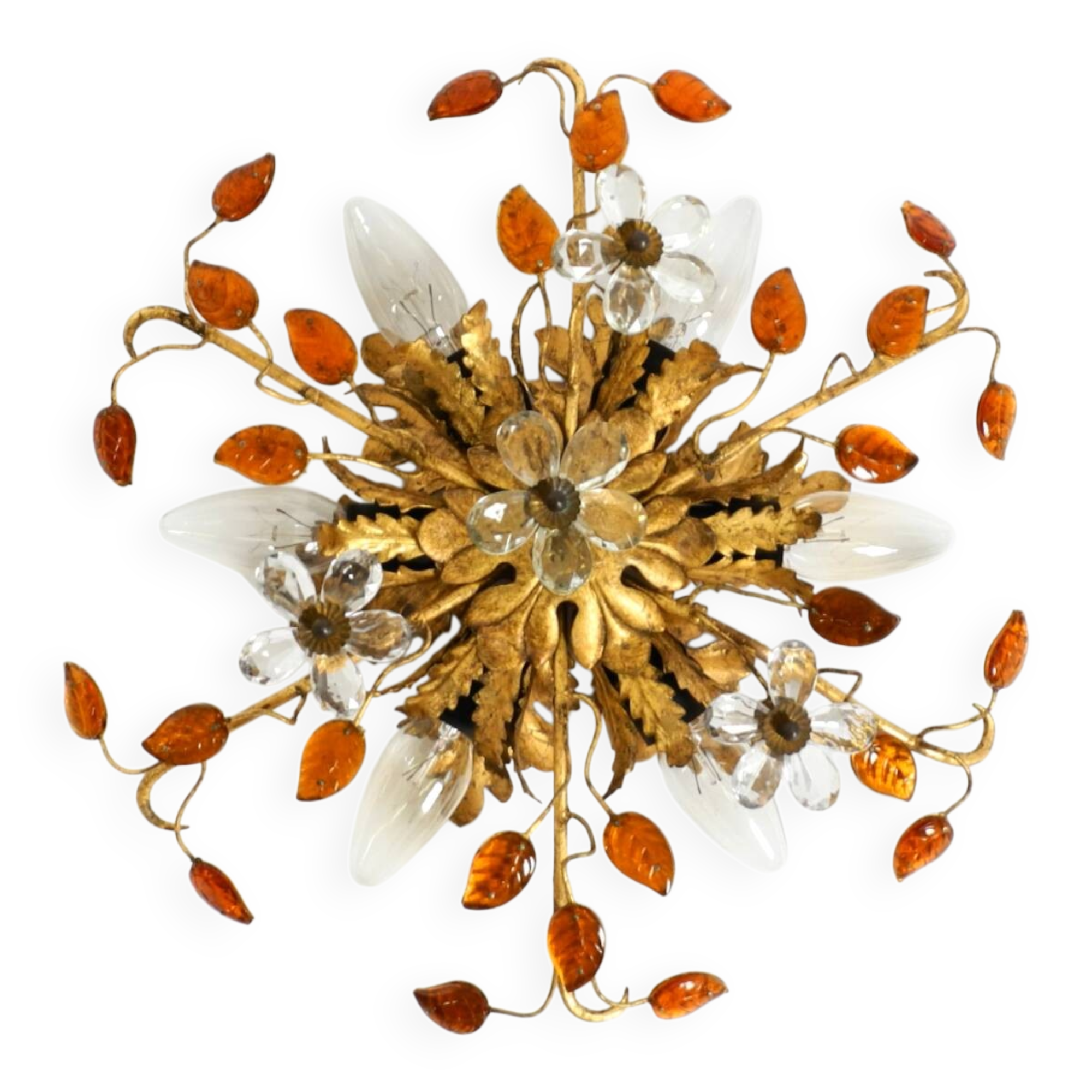 Very beautiful 1960s gold-plated ceiling or wall lamp by Banci Firenze, Ita