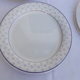 Ensemble 4 assiettes plates blanche et bleu