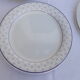 Set of 4 white and blue dinner plates.