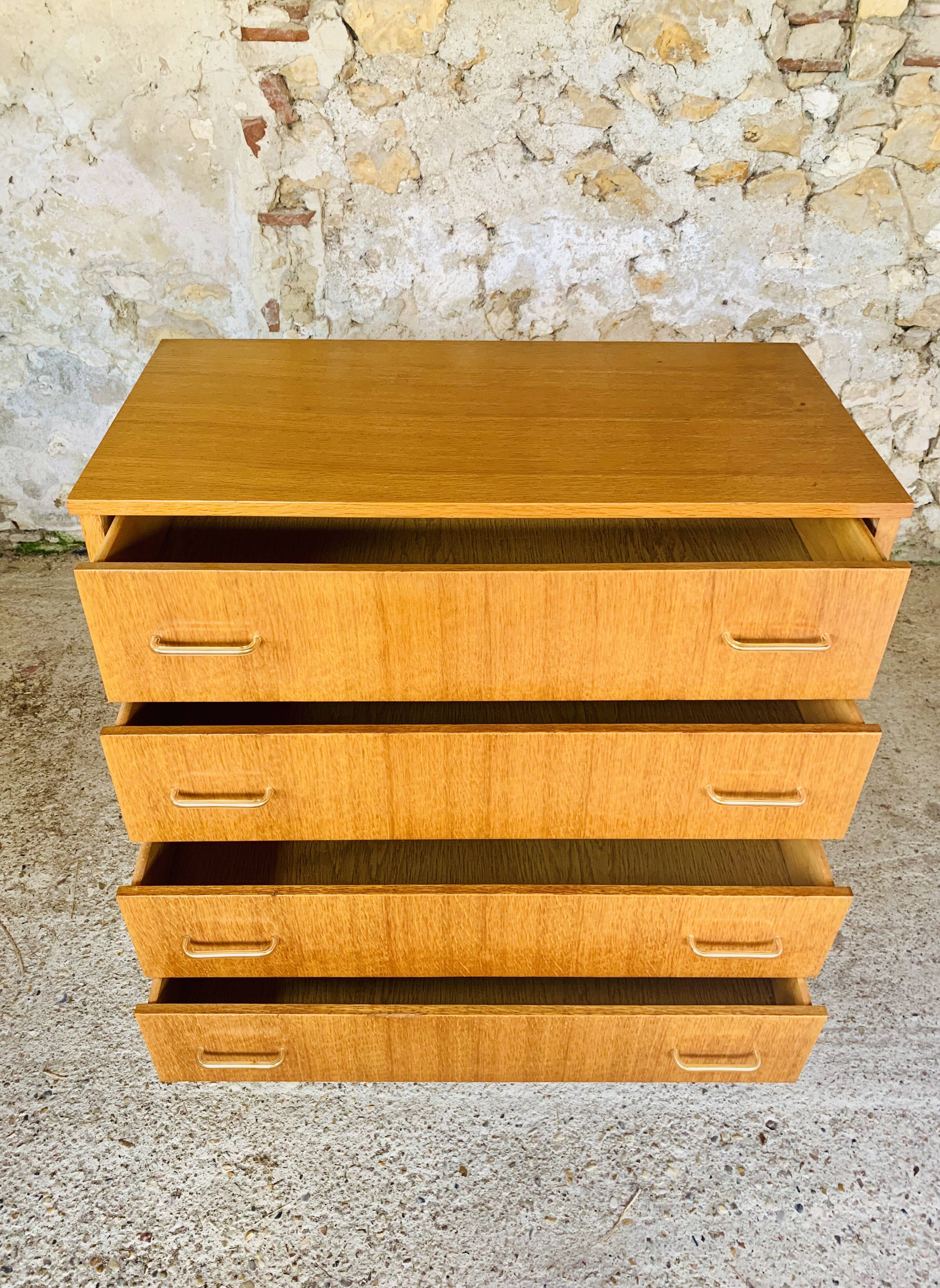 Two-color vintage chest of drawers with 4 drawers, circa 70's