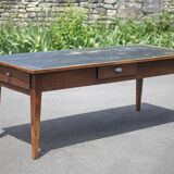 Farmhouse table and its 2 benches, living room table, wooden table with pair of wooden benches