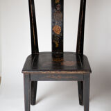 Black lacquered chair decorated with traditional chinese motifs - sign a. monard 1907